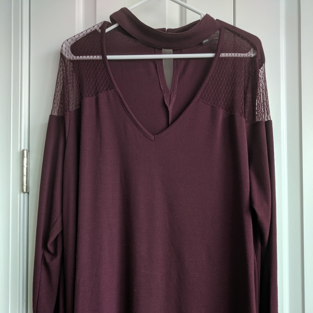 Lane Bryant choker collar blouse.